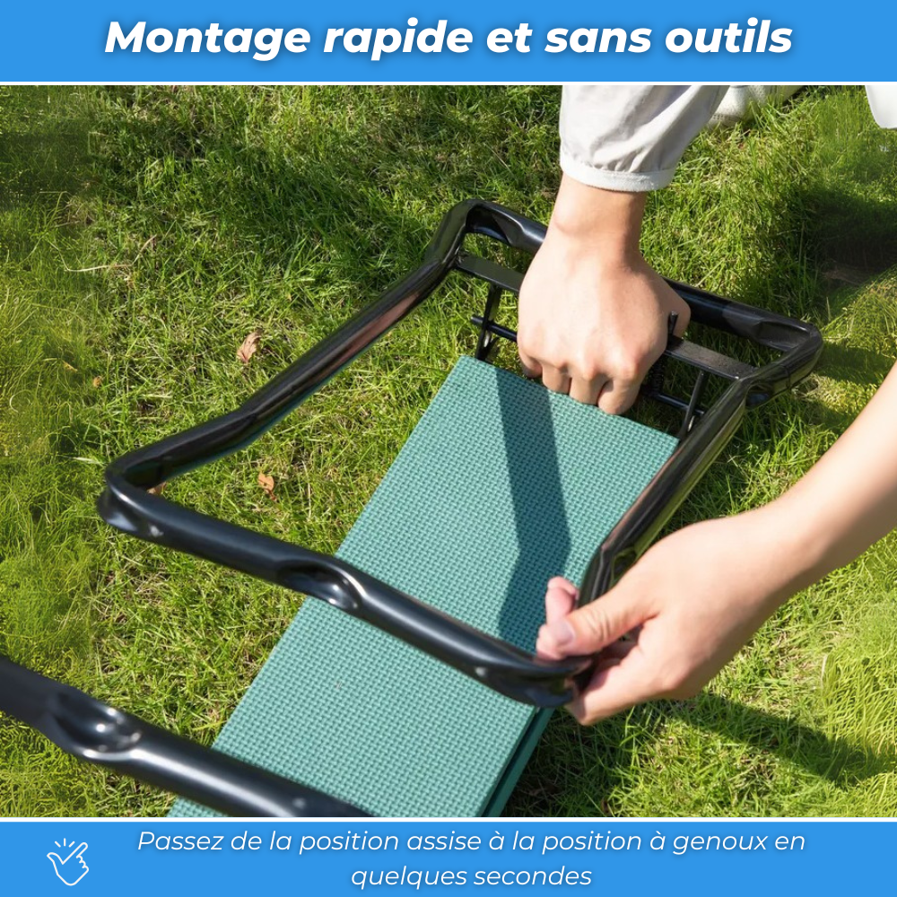 Banc du Jardinier™ - Le Banc 2 en 1 qui soulage vos appuis et protège vos articulations