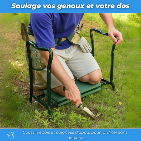 Banc du Jardinier™ - Le Banc 2 en 1 qui soulage vos appuis et protège vos articulations