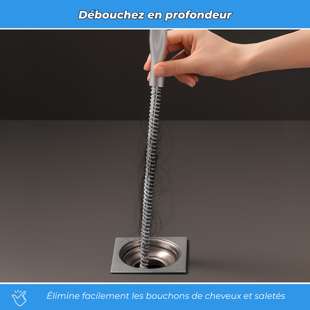 Débouch'Express - Déboucheur Flexible avec Poils en Nylon (Lot de 2)