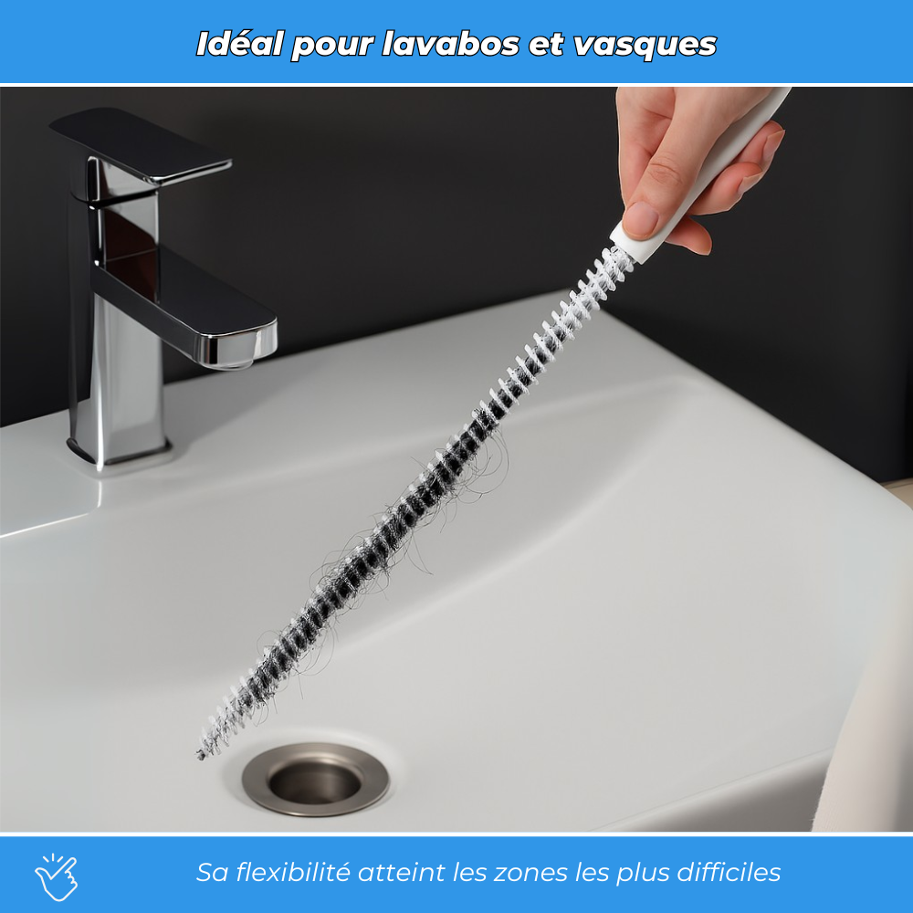 Débouch'Express - Déboucheur Flexible avec Poils en Nylon (Lot de 2)