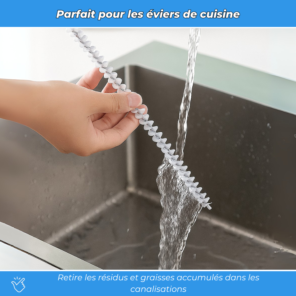 Débouch'Express - Déboucheur Flexible avec Poils en Nylon (Lot de 2)