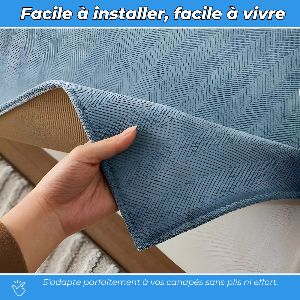 Couvre-canapé premium en chenille tissée chevron