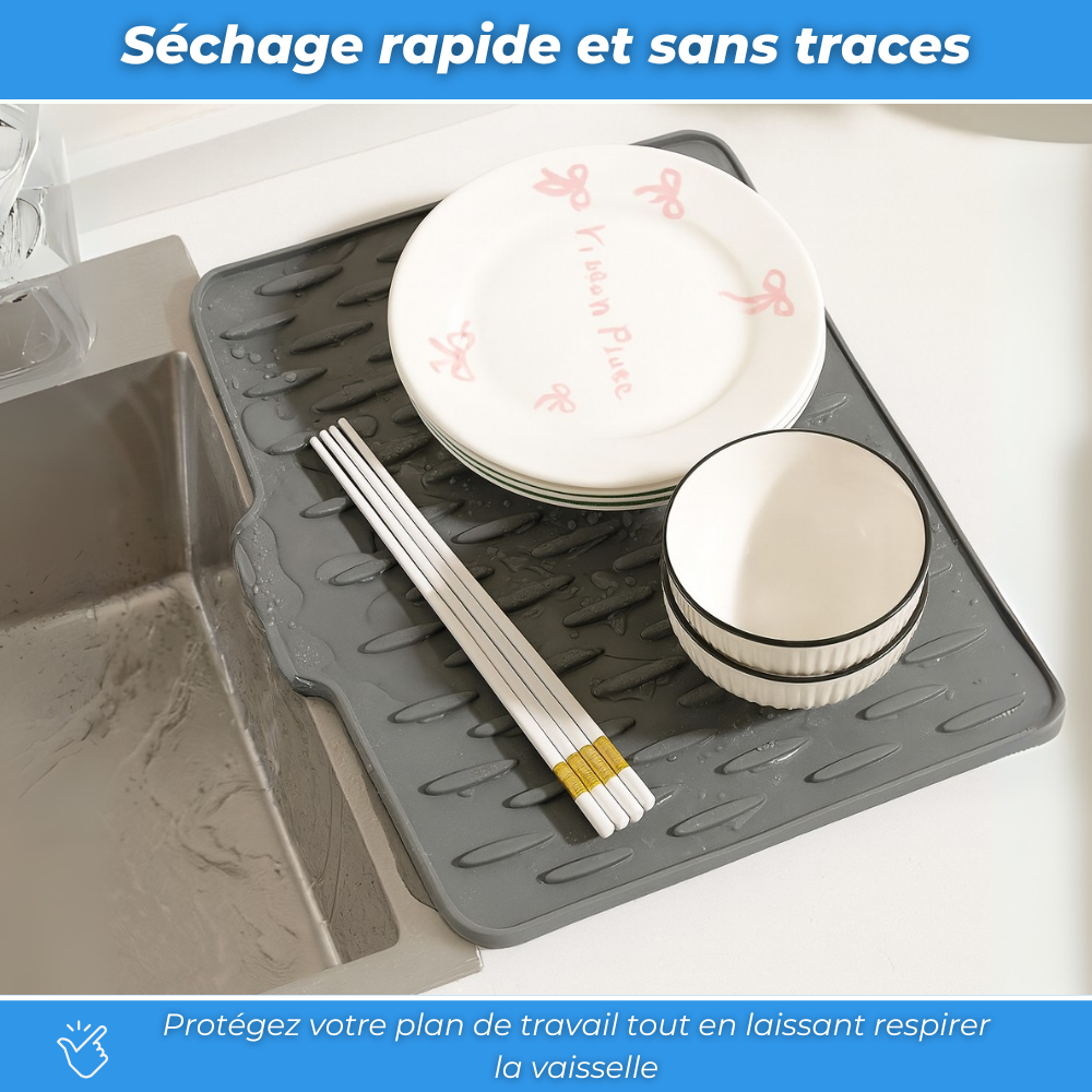 Tapis de séchage de vaisselle antidérapant en silicone