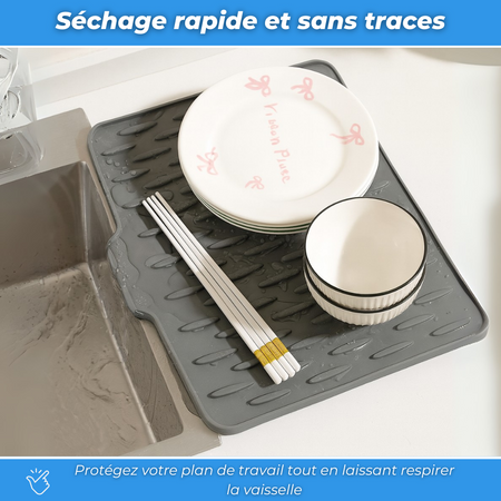 Tapis de séchage de vaisselle antidérapant en silicone