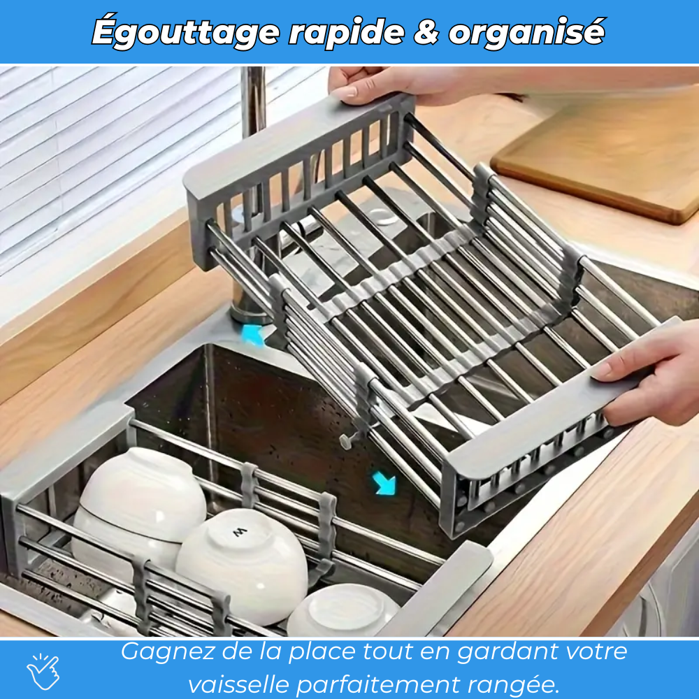 Égouttoir Extensible en Acier Inoxydable pour Évier