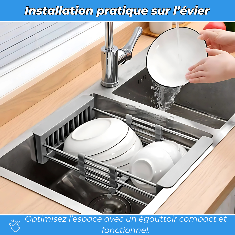 Égouttoir Extensible en Acier Inoxydable pour Évier